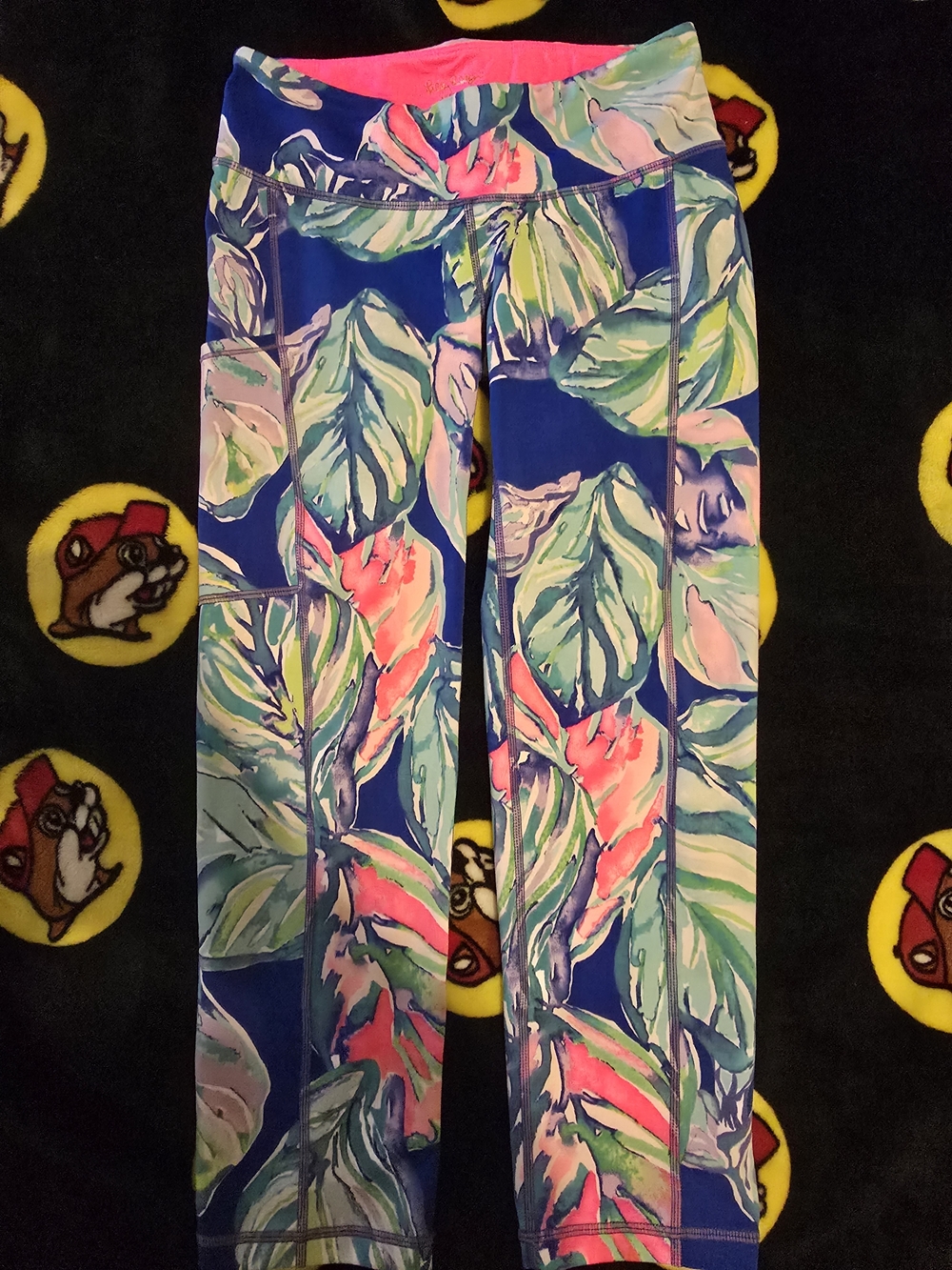 Lilly Pulitzer Girls Tropical Leaf Leggings in Blue, Pink, Green